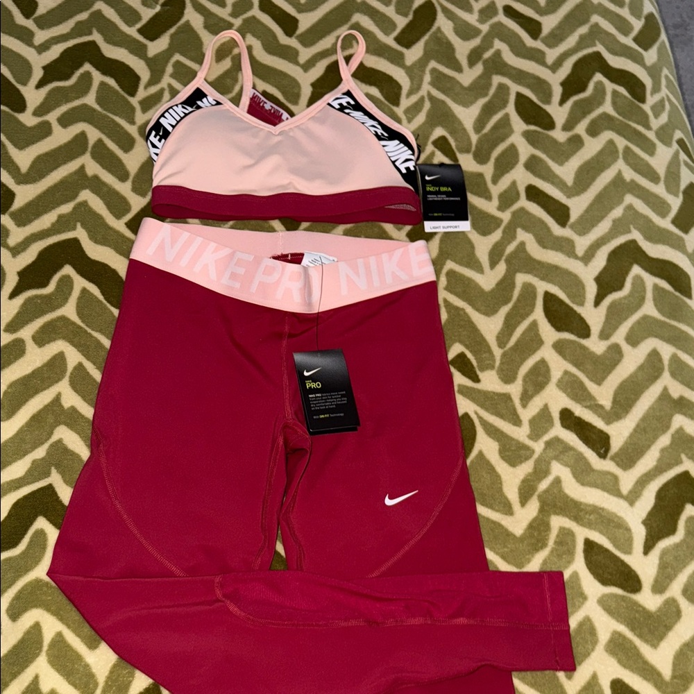 Nike Pink and Red Activewear Set